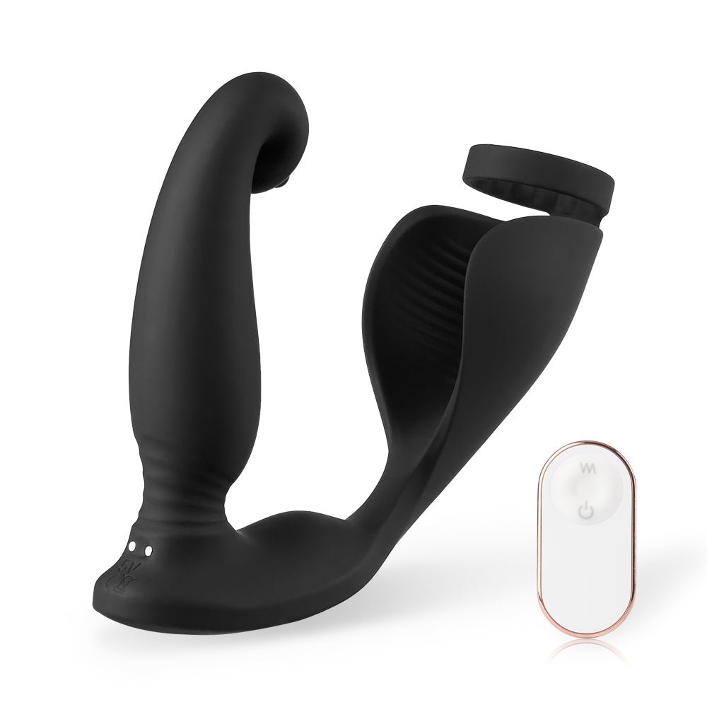 CLIMAXJOY Versatile Vibrating Remote Control Cock Ring Butt Plug Prostate Massager