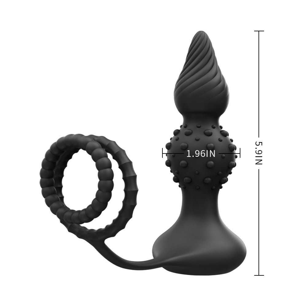 Remote Control Vibration Penis Ring 2-in-1 Anal Plug