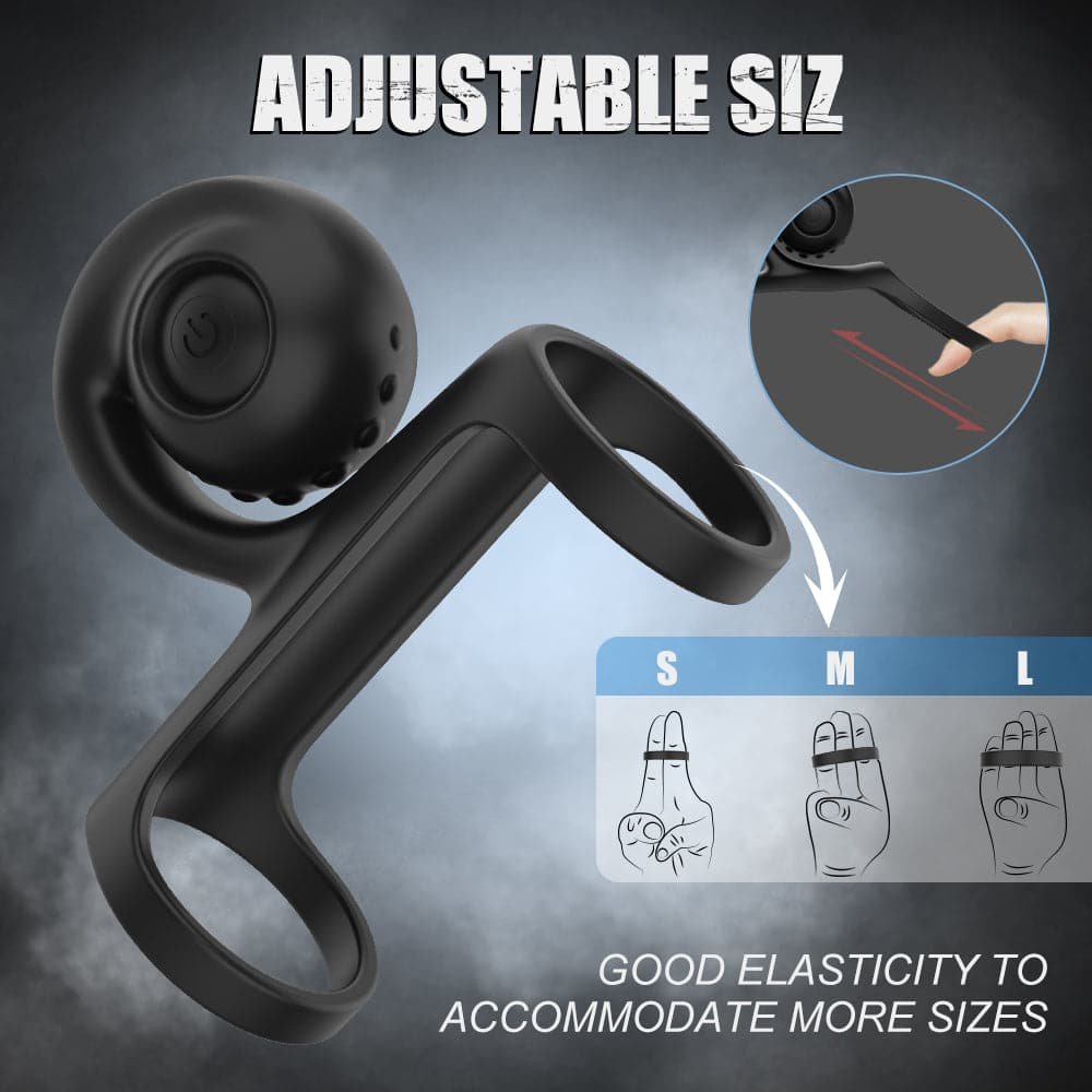 2 in 1 vibration high elasticity double ring penis ring