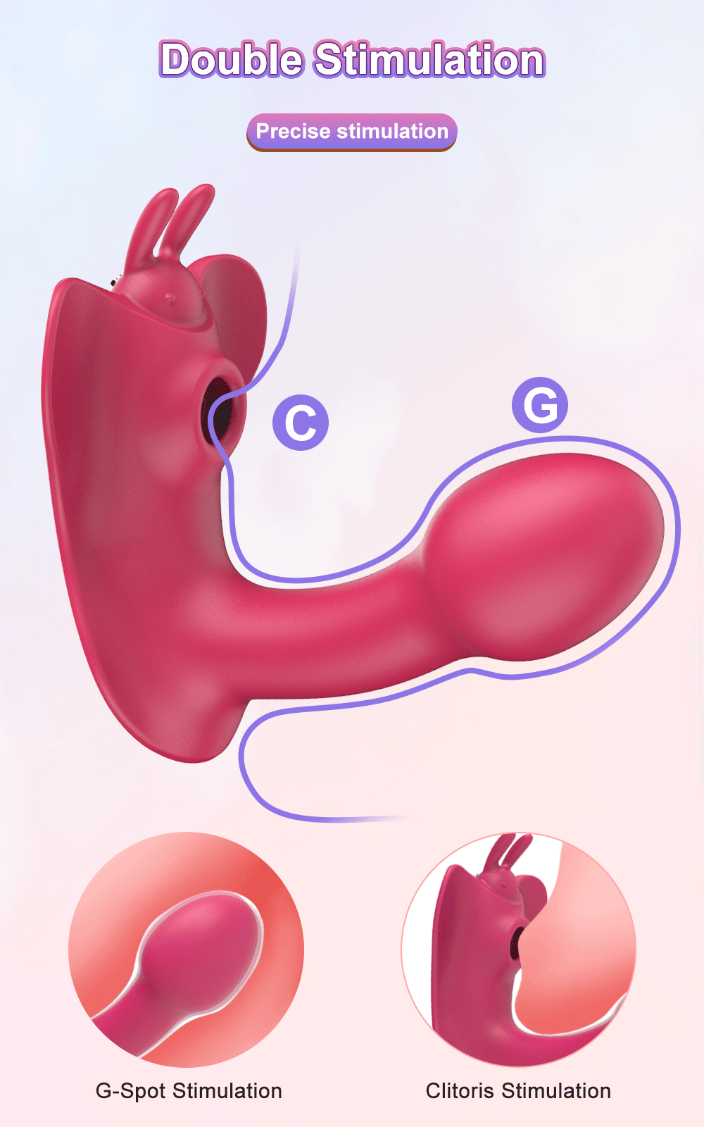 Butterfly vibrator with clit sucker