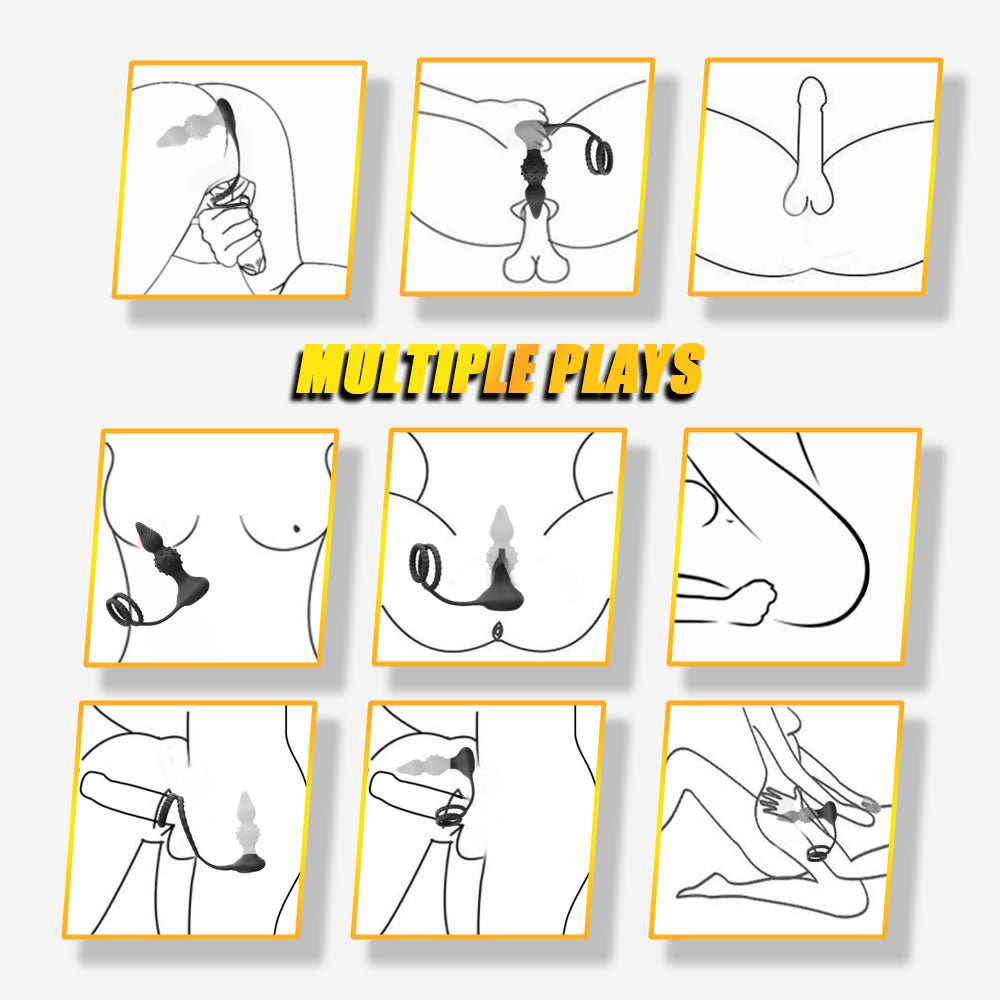 Remote Control Vibration Penis Ring 2-in-1 Anal Plug