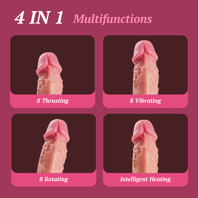 11 Inch 8 Thrusting Rotating Vibrating  Remote Control Dildo Machine  - Heating