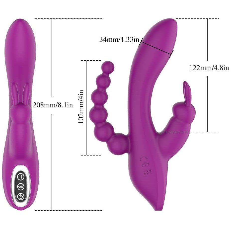 3-in-1 G-spot rabbit vibrator with 7 kinds of vibration-Purplr or Pink