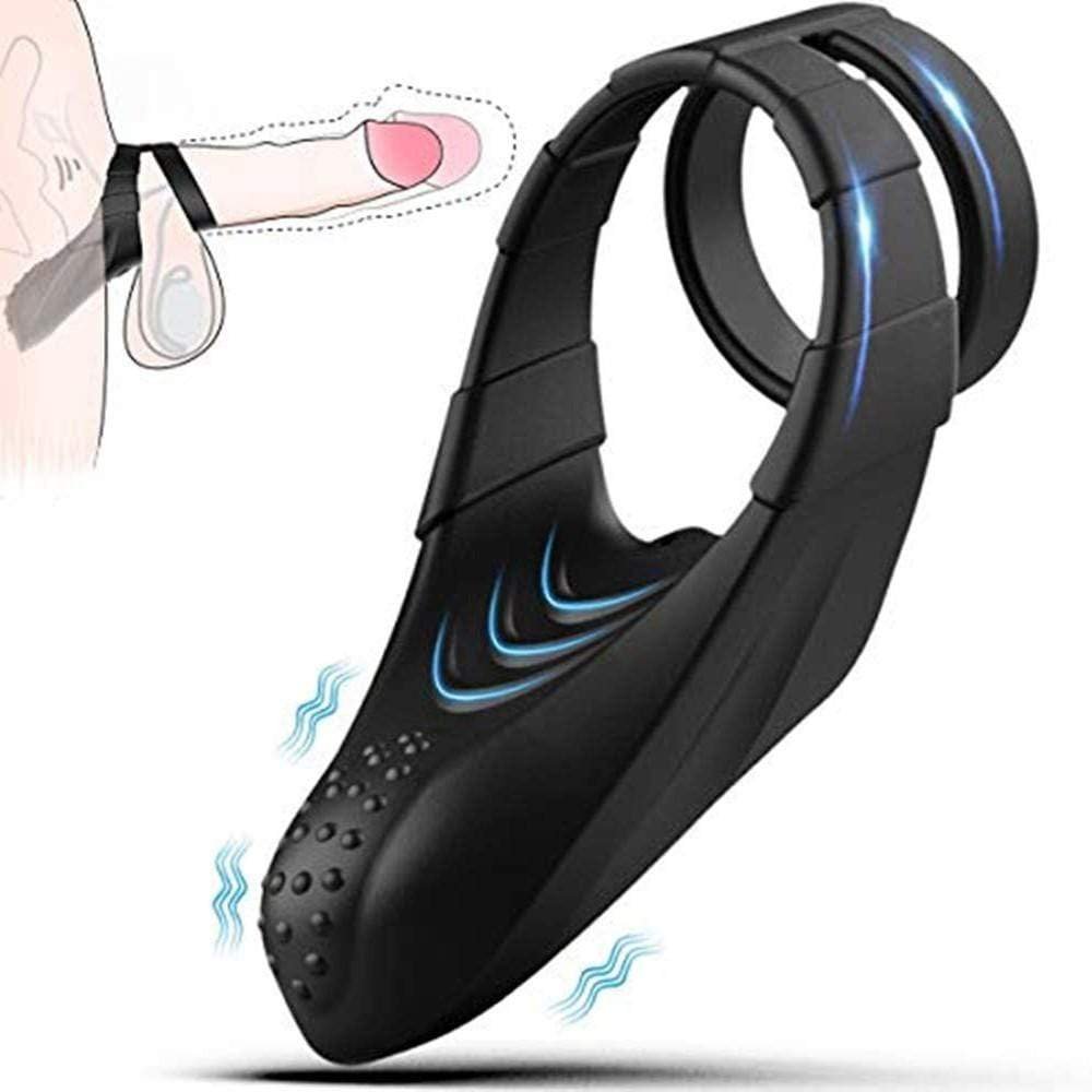 climaxjoy 10 Vibration Modes Double Circles with Taint Teaser Penis Rings
