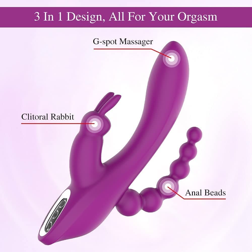 3-in-1 G-spot rabbit vibrator with 7 kinds of vibration-Purplr or Pink