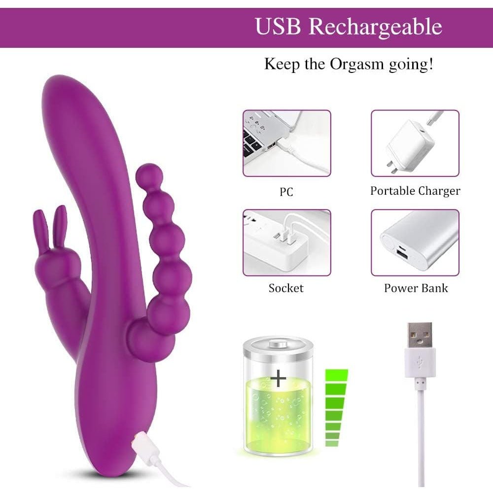 3-in-1 G-spot rabbit vibrator with 7 kinds of vibration-Purplr or Pink