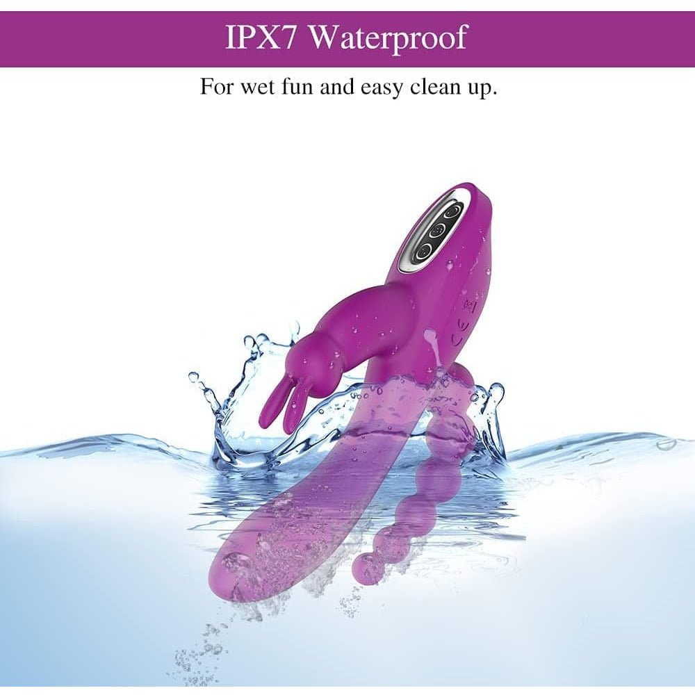 3-in-1 G-spot rabbit vibrator with 7 kinds of vibration-Purplr or Pink