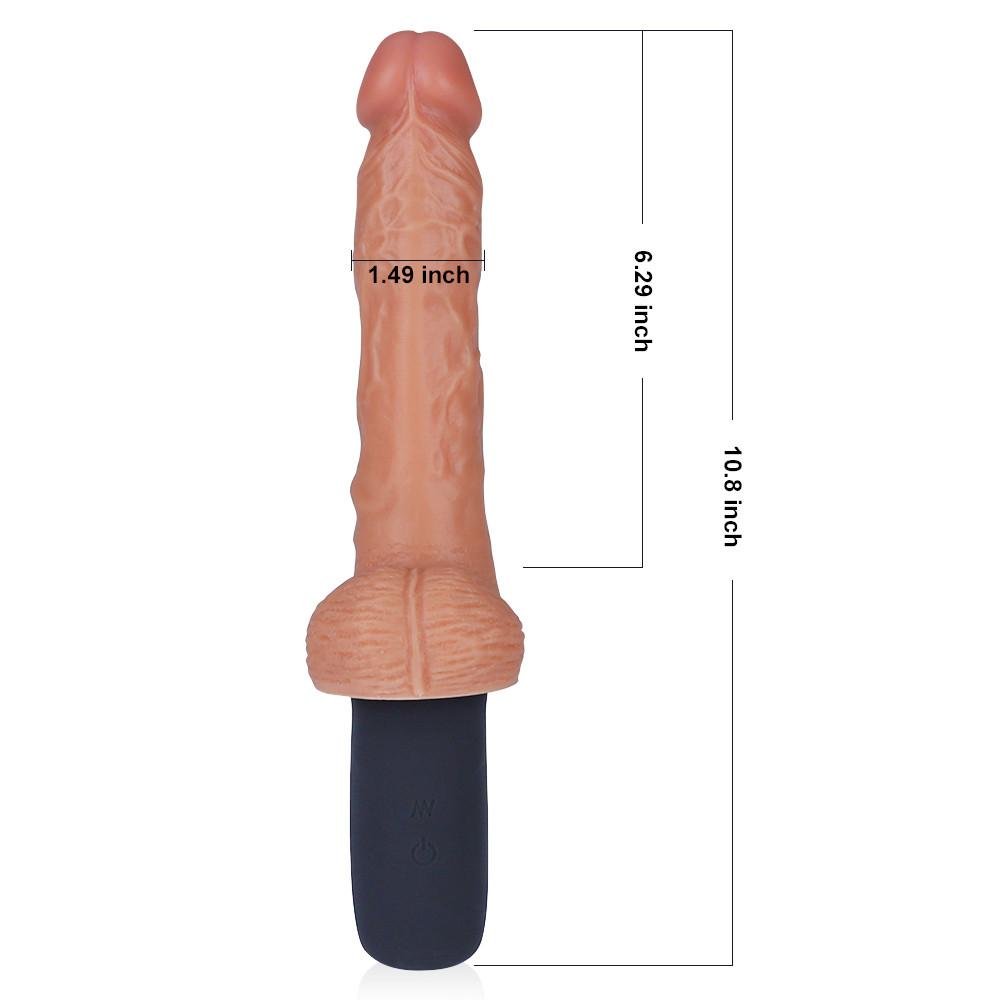 LOVEBEAR 10.8-Inch 9 Vibrating 3 Rotation Telescopic Wriggle Black Handle Big Dildo