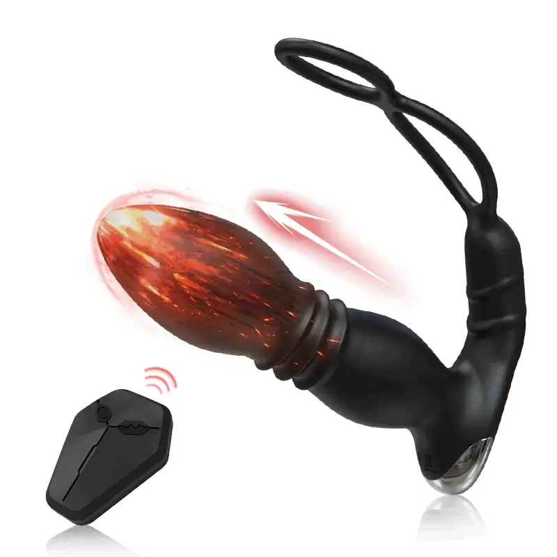 8 Thrusting 8 Vibration double Cock Ring Anal Vibrator——2 in1