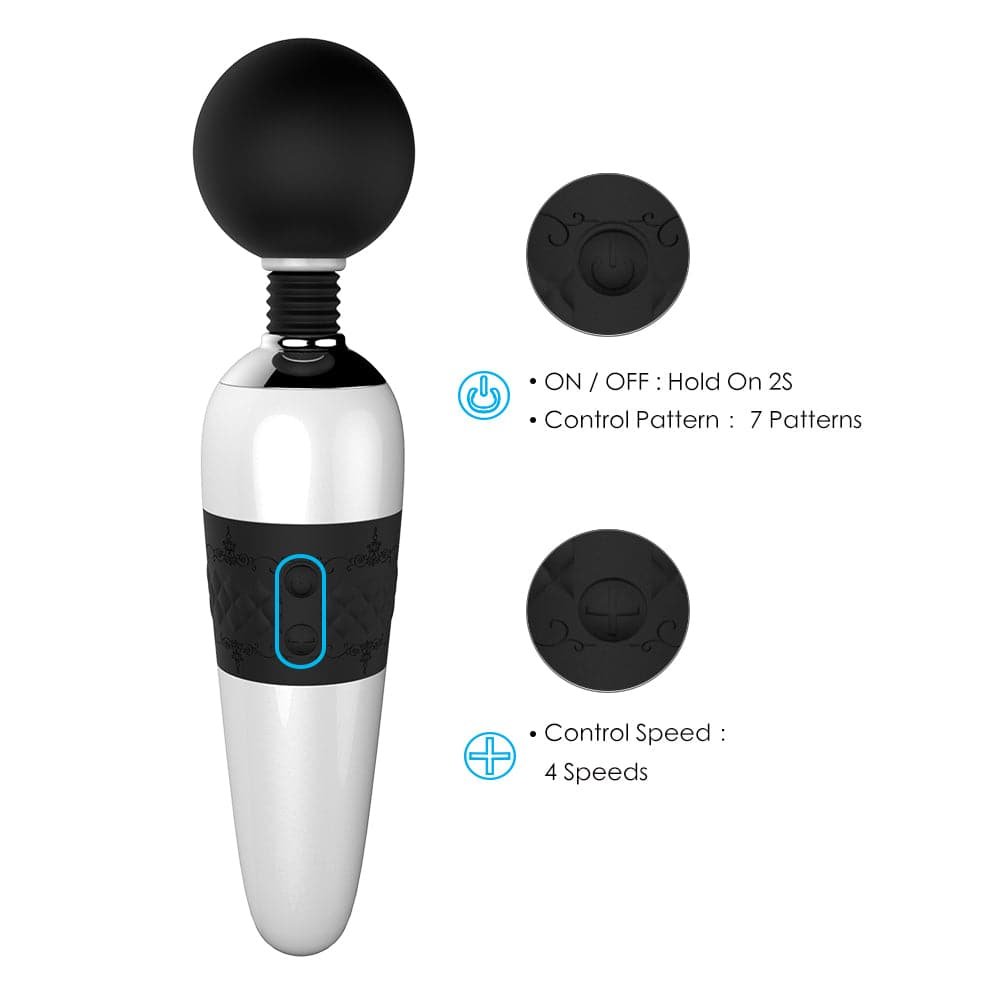 Black and white AV vibrator 7 vibration modes 4 frequency intensities