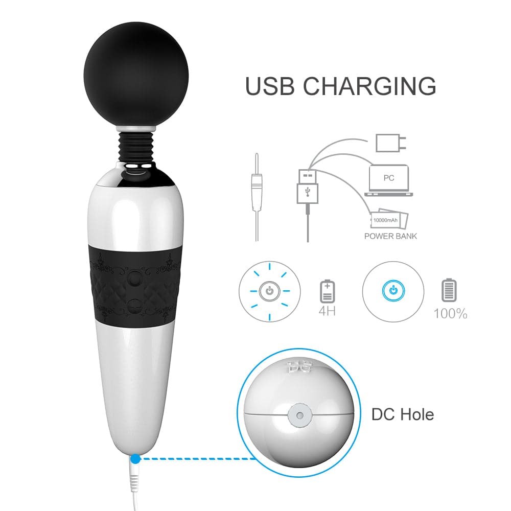 Black and white AV vibrator 7 vibration modes 4 frequency intensities