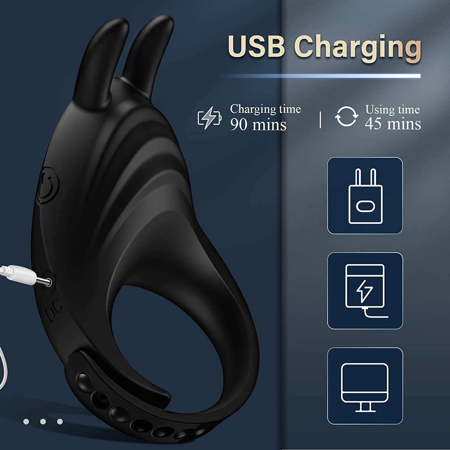 7 Vibration Modes Adjustable Cock Ring Sex Toys For Men